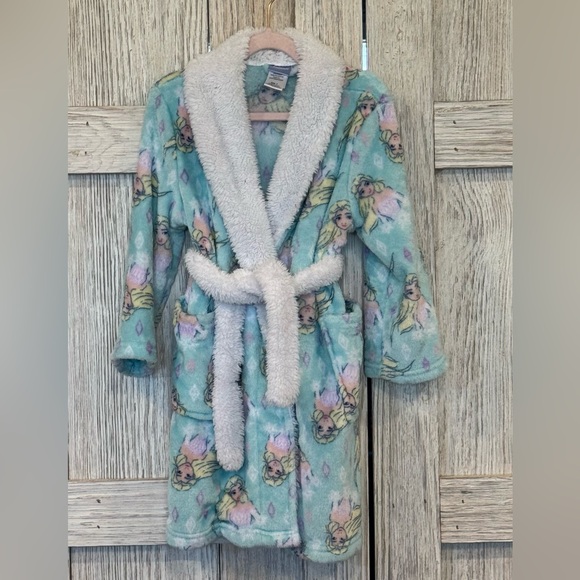 Disney Frozen Blue and White Little Girls Robe with Belt sz 6 - Picture 1 of 5